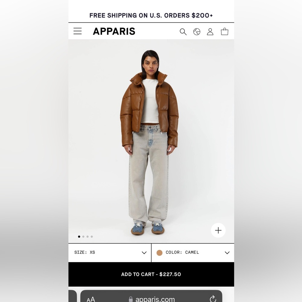 Never worn leather puffer coat